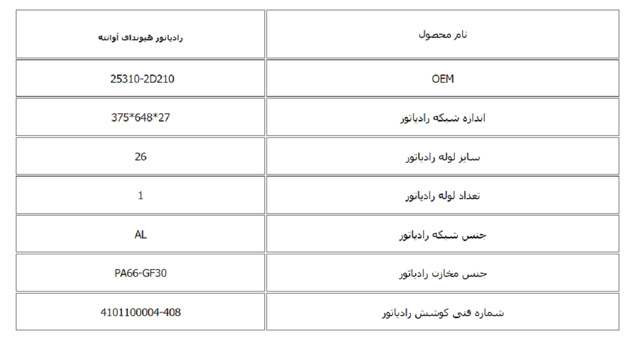 رادیاتور هیوندای آوانته دنده ای کوشش رادیاتور - Image 3