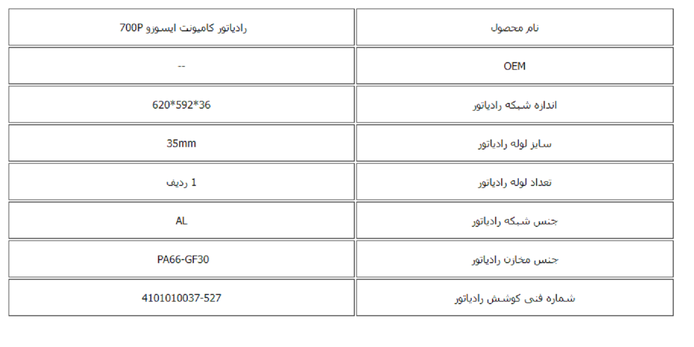 رادیاتور کامیونت ایسوزو 700P کوشش رادیاتور - Image 3