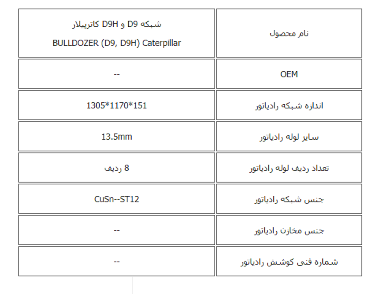 شبكه D9 و D9H كاترپیلار کوشش رادیاتور - Image 3